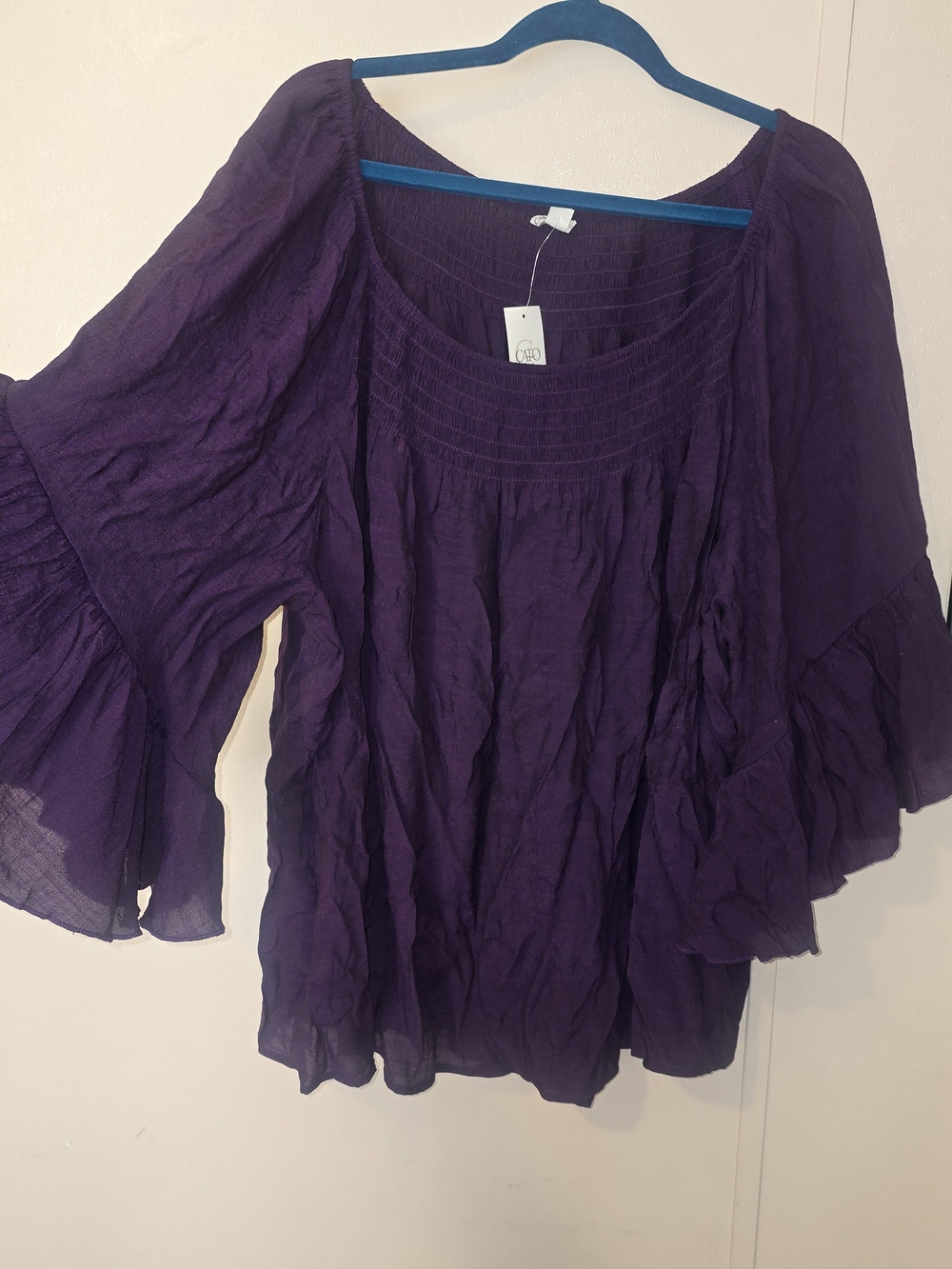 Cato Purple Smocked Tunic Size 26/28W NWT